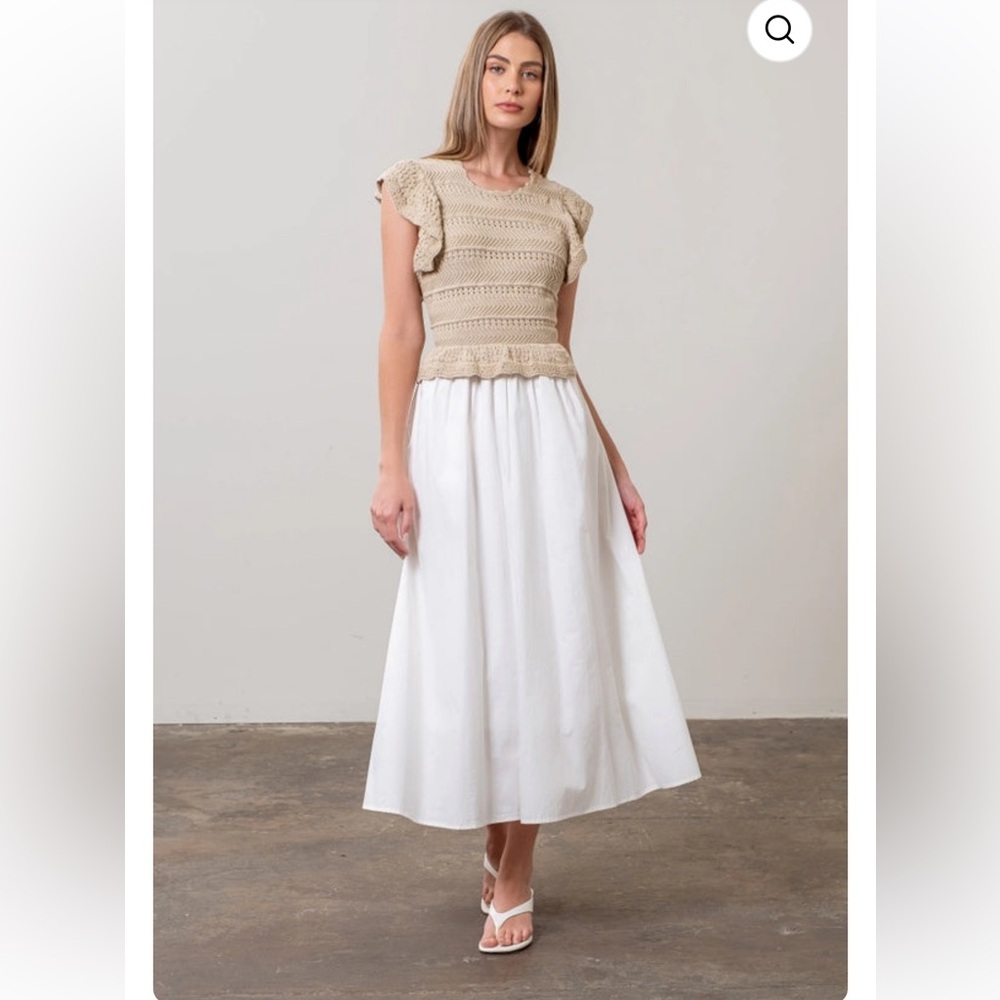 NWT Moon River Mixed Media Contrast MIDI Dress Size S